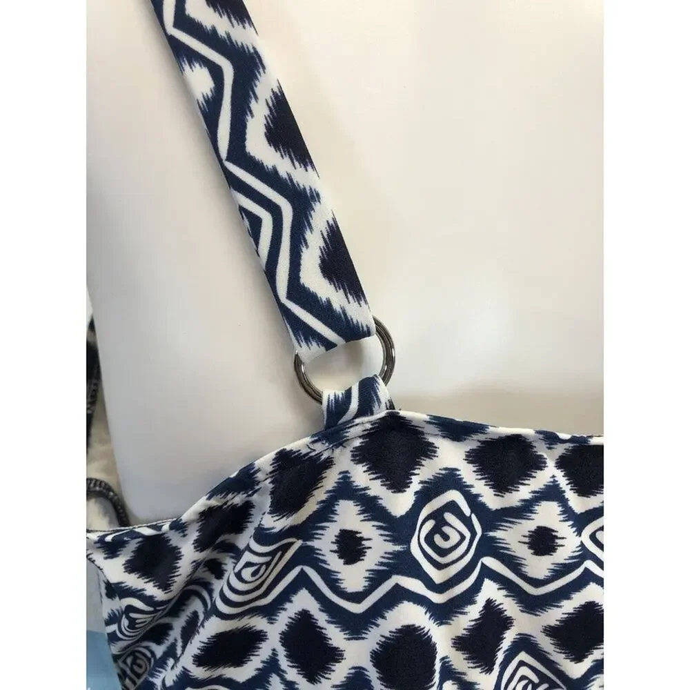 NWT Women's Swim Solutions Aztec Print Tummy-Control Swimdress  Blue Plus Sz 18W - Picture 3 of 7